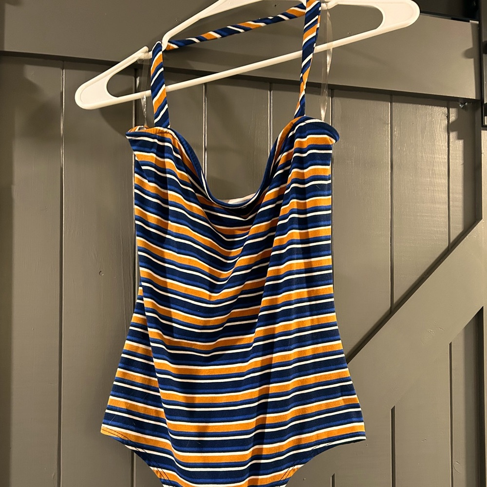 Windsor Striped Halter Bodysuit